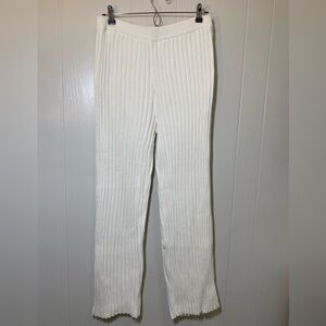 SABO 100% Cotton White Ribbed Knit Stevie Pants Size XL USA 10